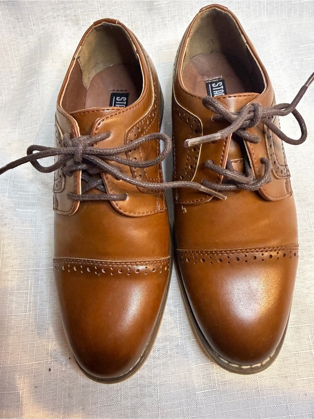 Stacy Adams Boys Cognac Brown Wingtip Brogue Oxford Dress Shoes 13